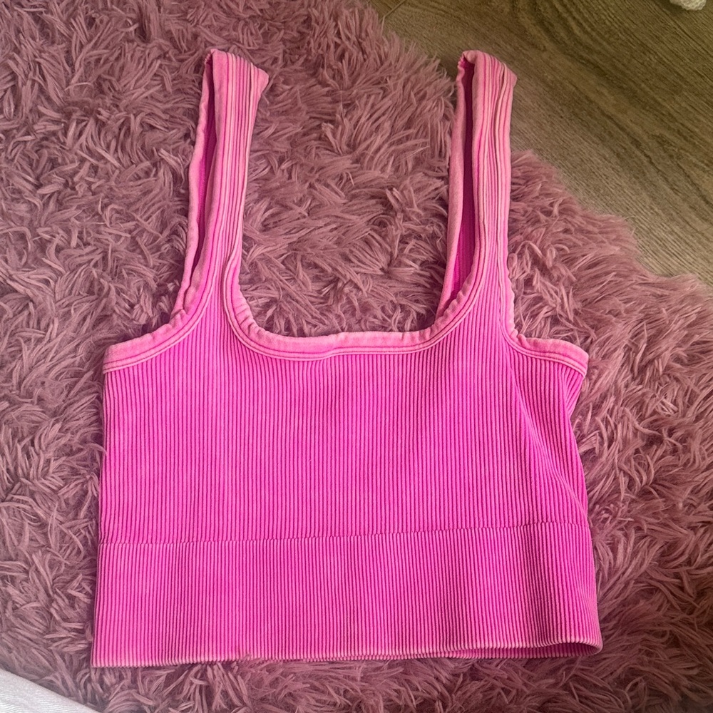 Zenana Hot Pink Ribbed Tank Top